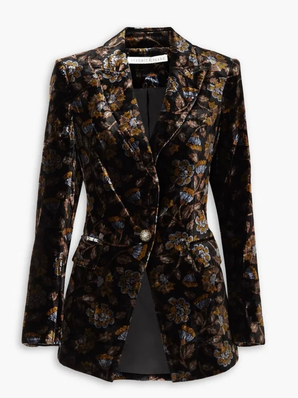 Veronica Beard Pre-owned Women's Black Floral Velvet Blazer Jacket S 6
